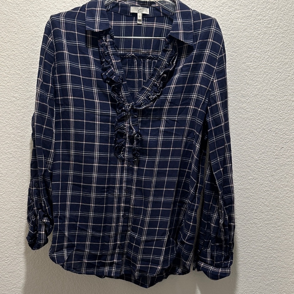 Joie Navy Plaid Women's‎ Blouse